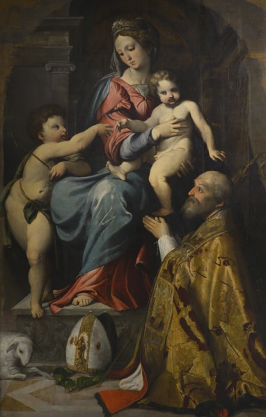 Altobello Melone (1491-ca. 1547). Italian painter. Virgin with Child, the Infant Saint John and