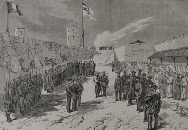 Russo-Turkish War (1877-1878). Thessaloniki. Degradation of Muslim authorities. Engraving. ""La