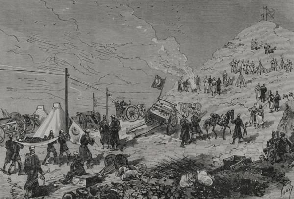 Russo-Turkish War (1877-1878). Balkan Pass. Taking of the St. Nicholas redoubt by the Russian Army.