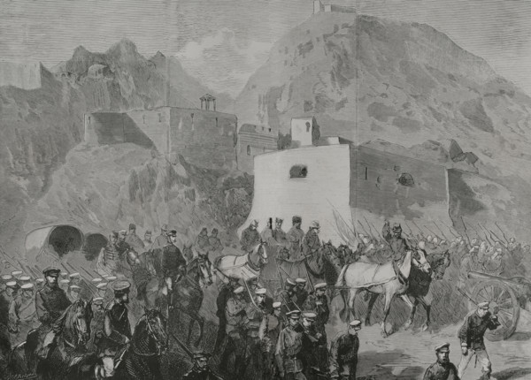 Russo-Turkish War (1877-1878). The Russian garrison at Bayezid on their way to meet the Ottoman