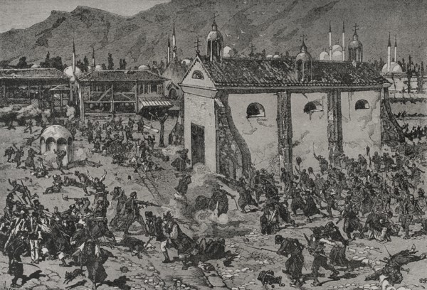 Russo-Turkish War (1877-1878). Yeni-Zaghra. Slaughter of Bulgarians executed by the Turks on 15