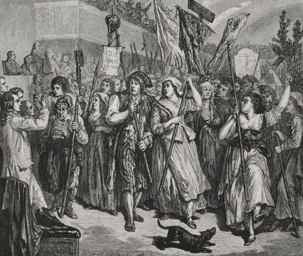 French Revolution. Paris. Demonstration of 20 June 1792. Sans-culottes armed with pikes invading