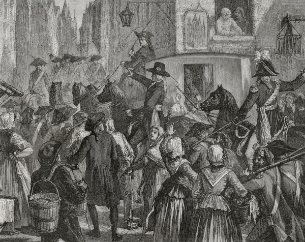 French Revolution. King Louis XVI (1754-1793) and the royal family taken to the Temple prison in
