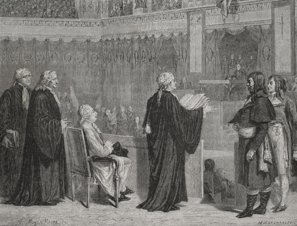 French Revolution. Judgment of King Louis XVI of France, December 1792. Louis XVI appears before