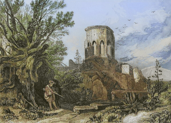 Samaria. Ruins of the city in the mountainous region of ancient Canaan. Engraving by Aubert. Later