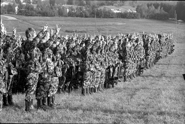 Swearingin of the security force at Kloten Airport 1970