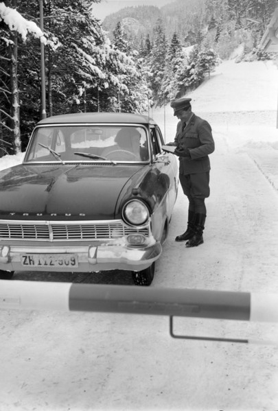Customs officer at inspection, Samnaun 1962