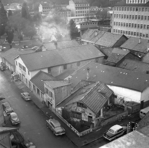 Geneva: Café du Dio and Salvation Army in the Plainpalais district; 1959