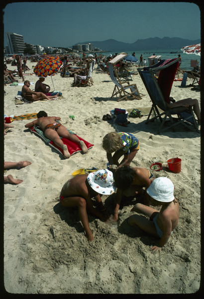 Children playing in the sand, Cala Millor, Mallorca 1976