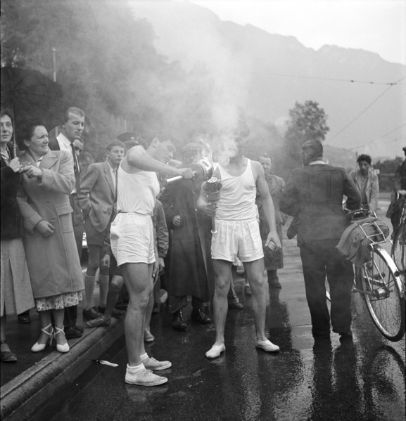 Olympic Games London 1948: the Olympic flame in Vaud