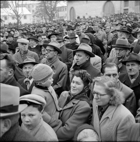 Protest against power plant construction; hydroelectric power plant; 1952