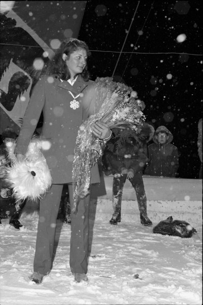 Reception for downhill world champion Annerösli Zryd, Adelboden 1970