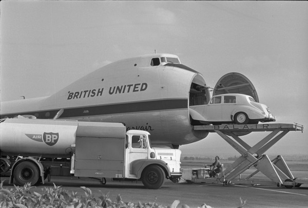 Rolls Royce being loaded onto an airplane, 1966