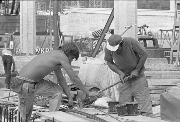 Guest workers on a construction site, 1973