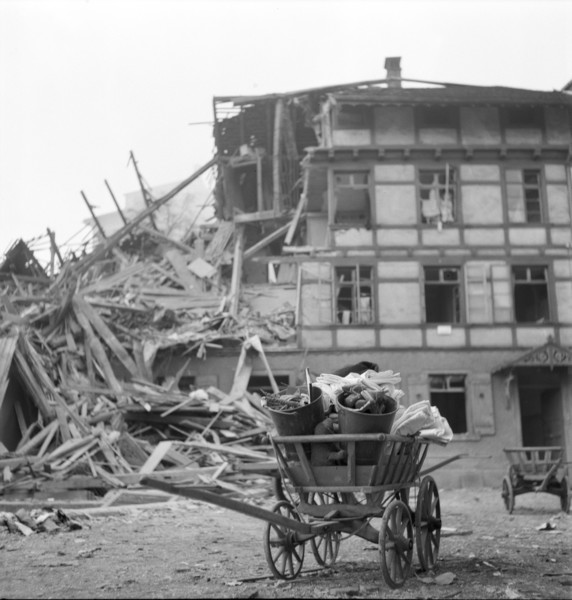 WWII: Bombings; destroyed houses, Schaffhausen 1944
