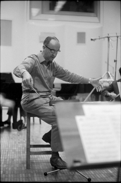 Hans Moeckel recording in the Beromünster studio, 1963