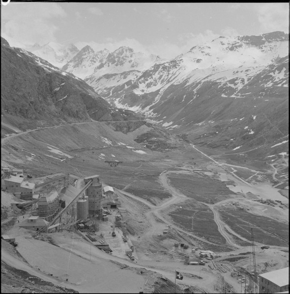 Dam construction, Moiry building site 1956