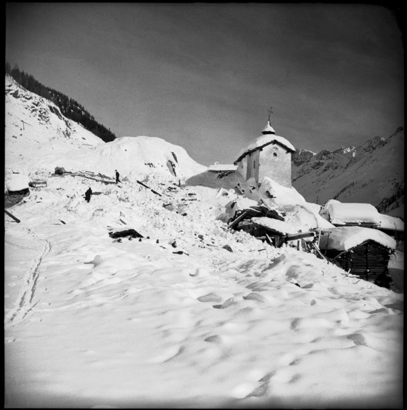 Graves of avalanche victims in the Lötschen valley. 1951