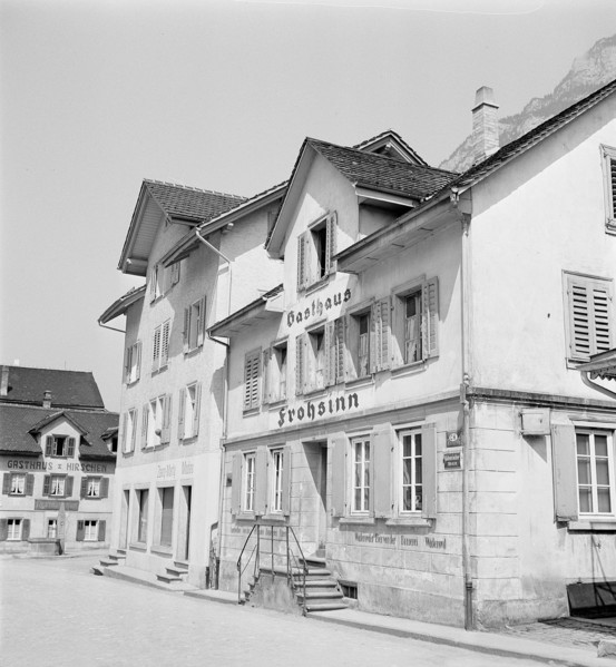 Erstfeld, restaurants on the main street; 1942