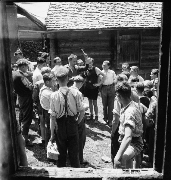 Camp, mail is distributed; 1944
