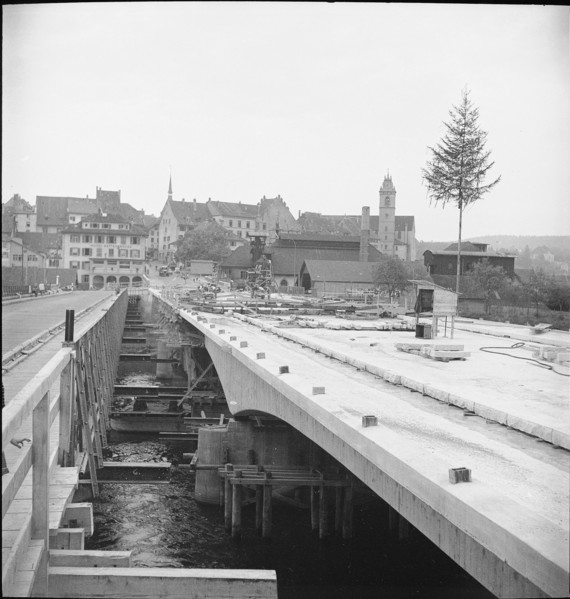 Completed shell of the new Chain Bridge in Aarau 1949