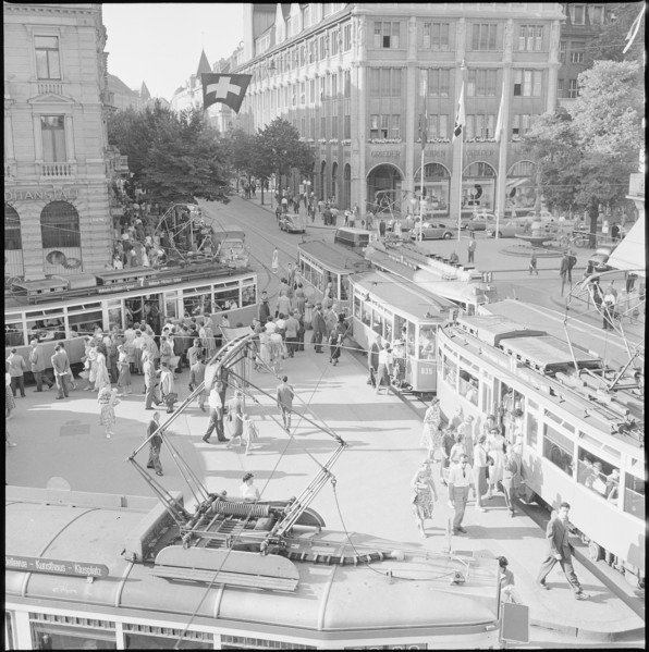 Bahnhofstrasse near Paradeplatz Zurich 1958