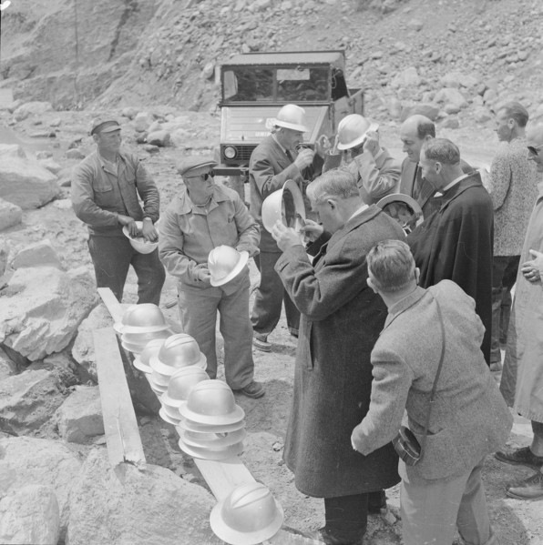 Power station construction, Press visiting Moiry 1956.
