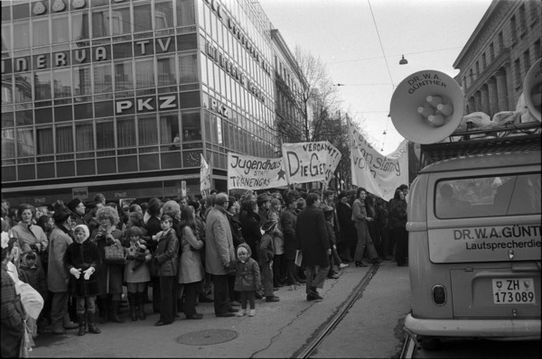 Protest of Bunkerjugend in Zurich, carnival 1971.