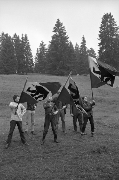 Jura conflict: anitseparatist meeting in Tramelan, 1967.