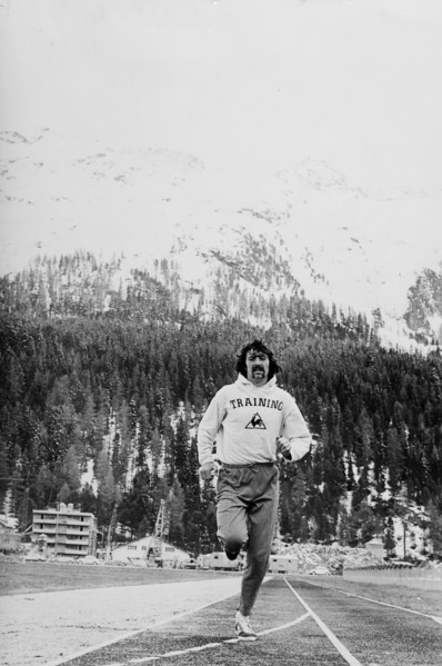 Dave Bedford training in St. Moritz 1972.