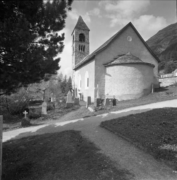 Roman style church Santa Maria, Pontresina 1960.