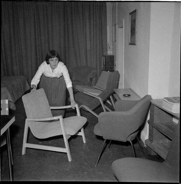 Zurich student furnishing house for colleagues from Hungary 1956.