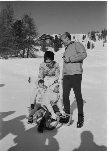 The Shah of Persia and his family in St. Moritz, 1967.