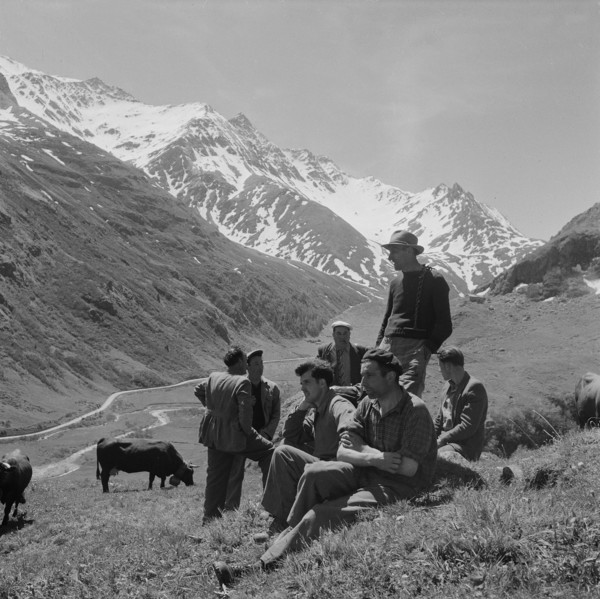 Farmers resting in the mountain pastures, 1955.
