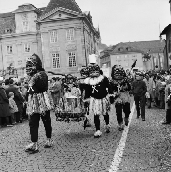 Carnival parade in Zurich, 1960.
