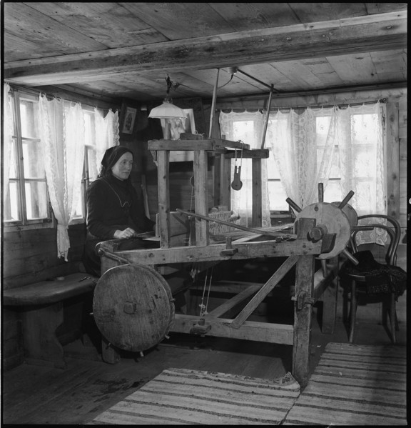 Woman working at the loom, 1945.