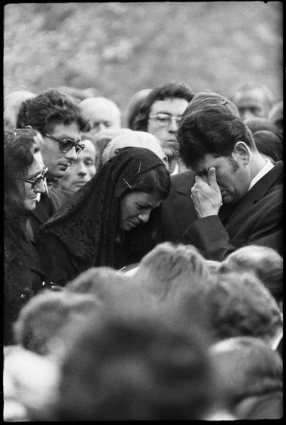 Jo Siffert's funeral, Fribourg 1971; widow Simone Siffert-Guhl.