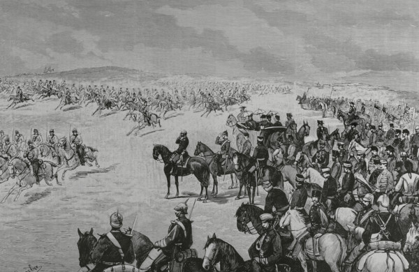 Madrid, Spain. Cavalry maneuvers in the fields of Carabanchel. On 31 January 1883 ended the