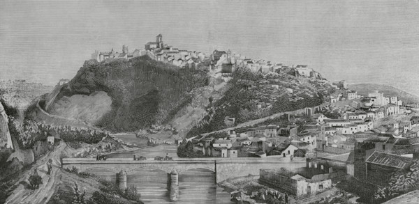 Arcos de la Frontera, Andalusia, Spain. Panoramic view. Engraving. Engraving. La Ilustracion