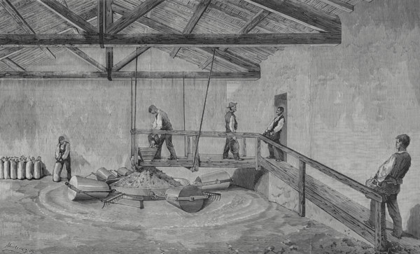 Madrid, Spain. New gypsum mill, Montenegro system, established in Vallecas, in the facilities of