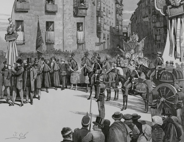 Burgos, Spain. Events held on 6 March 1883, for the delivery by King Alfonso XII (1857-1885), of