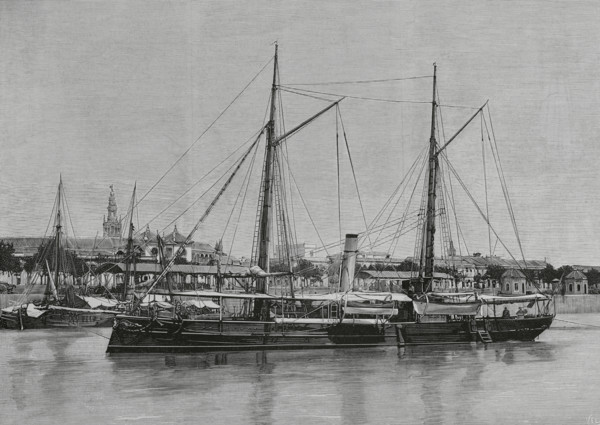 Spanish Navy. Gunboat “Eulalia”, iron-hulled, ""Pilar"" class. It was built in the shipyard of El
