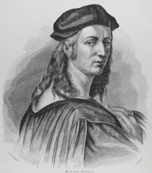 Raphael (1483-1520). Italian Renaissance artist. Portrait. Engraving by Marcelo Paris. La