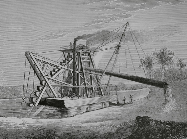 Colon (former Aspinwall, United States of Colombia), Panama. Dredge “Hercules”, used in the works