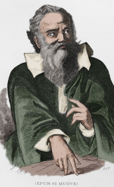 Galileo Galilei (1564-1642). Italian astronomer, mathematician and physicist. ""E pur si Muove""