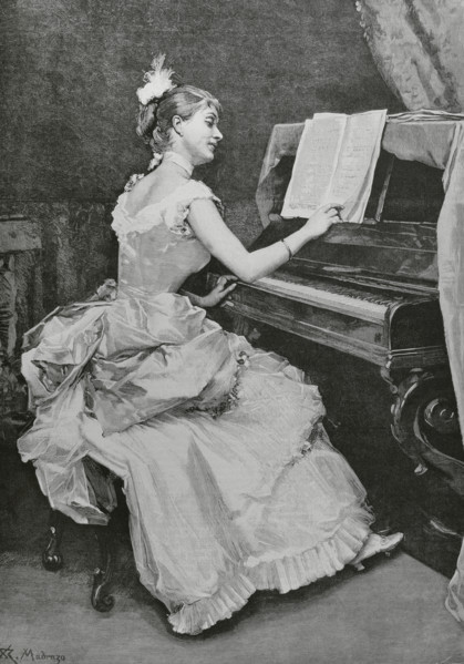 ‘Nocturne. Engraving by Arturo Carretero (1852-1903) after a painting by Raimundo de Madrazo