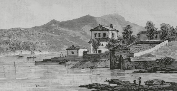 History of Spain. Island of San Simon, in the Vigo estuary. Pontevedra province, Galicia, Spain.