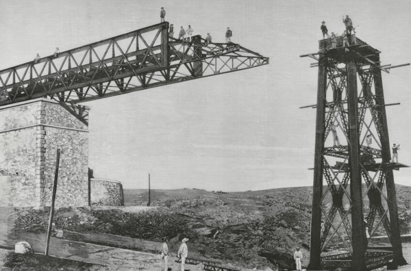 Salamanca, Spain. Laying of a bridge on the railway line from Salamanca to the Portuguese border.