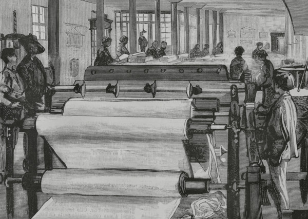History of Spain. Tolosa, Basque Country. Interior view of the paper mill ""La Guipuzcoana"".