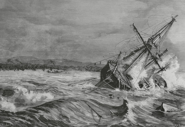 Gravina (1882). Iron-hulled, unarmoured cruiser. Shipwreck of the Spanish cruiser ‘Gravina’ during